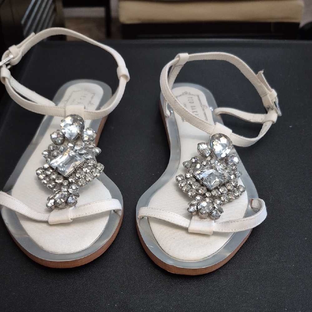 Ted Baker London White Sandals with Crystal Embellishments